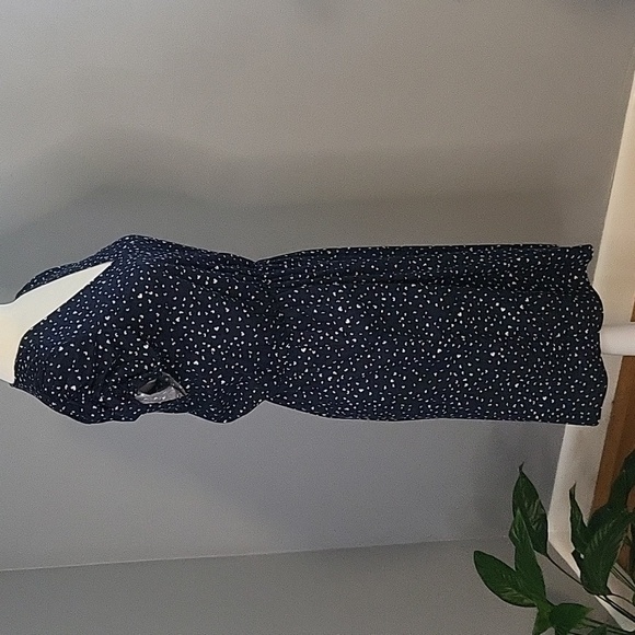 Banana Republic V-Neck Cotton Heart Print Elastic Waist Dress - Size XS Tall - Picture 2 of 8